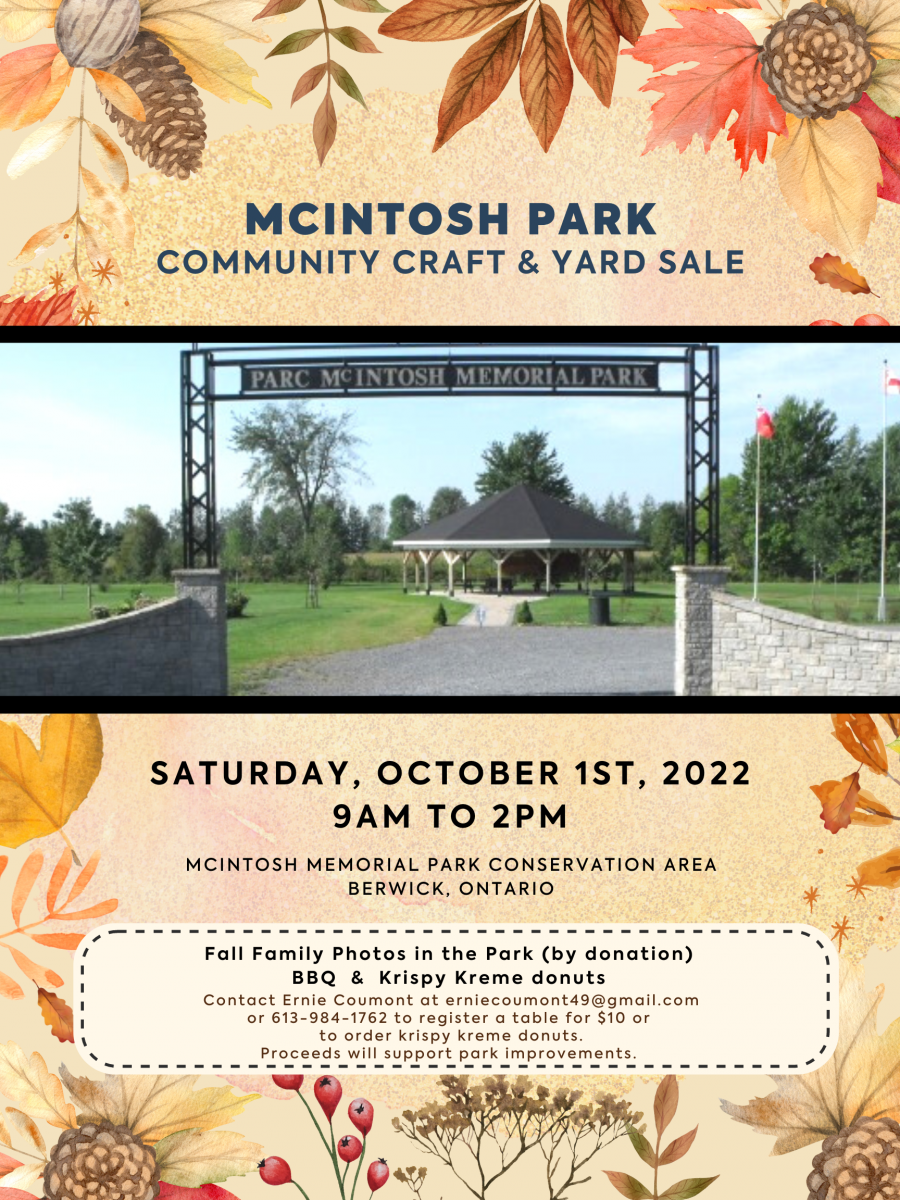 McIntosh Park Craft and Yard Sale South Nation Conservation Authority